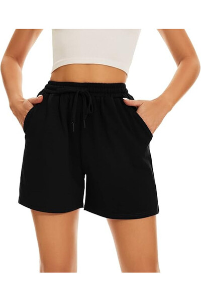 OEM Γυναικείο σορτς HAPYWER, μέγεθος XXL, βαμβάκι, ψηλή μέση, μαύρο χρώμα