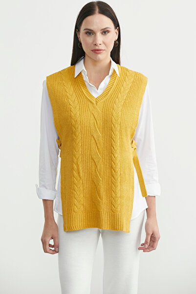 Sementa Wool Knit Sweater with Side Tie Detail - Sun