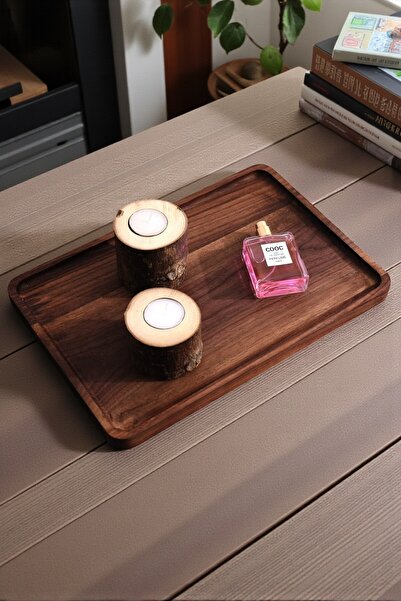 OK Wood Solid Wood Rectangular Tray – Luxury Presentation Tray for Serving Food and Drinks and Decoration 24X34 cm