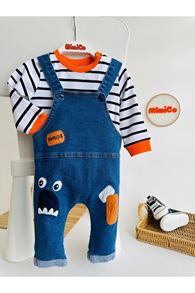 MimiCo Erkek Bebek Jean Tulum Takımı – Çizgili Sweatshirt Üstlü