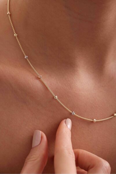 Giza Jewelry 14 Ayar Altın Kalın Zincirli 3 Renk Dorika Kolye