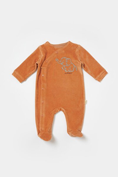 BabyCosy Baybcosy baby velvet footed romper 0-9 months - brick red