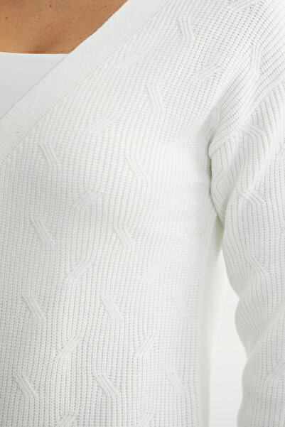 Sementa Oversized Knitwear Cardigan with Metal Buttons - Bone