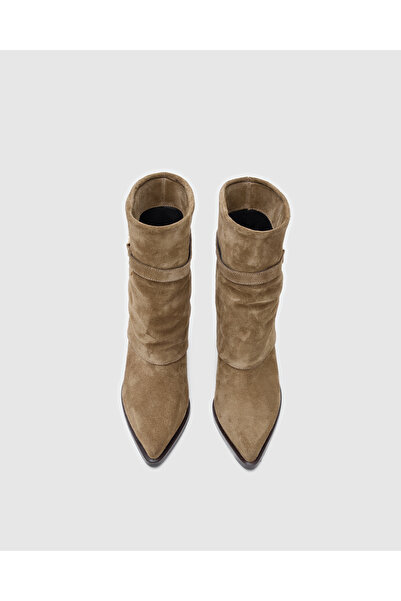 Cecia Mini Hakiki Deri Bot Biscuit Süet