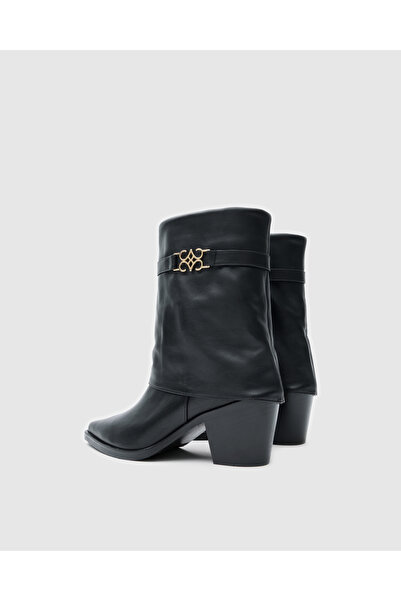 Cecia Vera Mini Hakiki Deri Bot Siyah