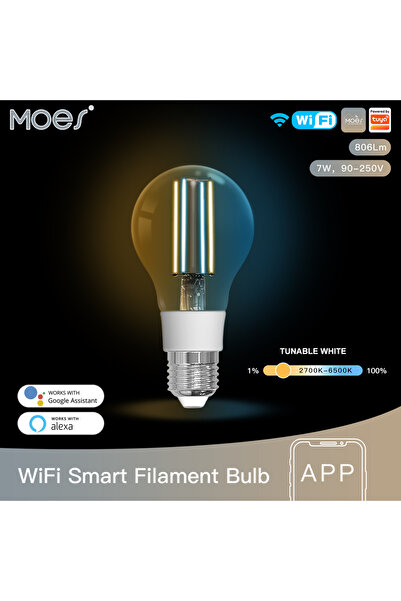 MOES 7 واط نعم 1 قطعة 90-250 فولت موس تويا واي فاي لمبة ذكية E27 موفرة للطاقة...