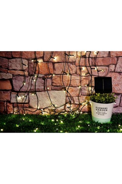 IDL Solar Panel String Lights - 100 Warm White LEDs, IP44, 8-Function Controller