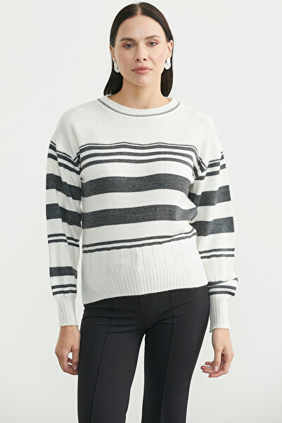 Sementa Pulover din tricotaj din lână cu dungi - Bone