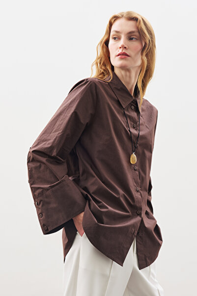Manuka Classic Shirt with Wide Cuffs Bitter Brown