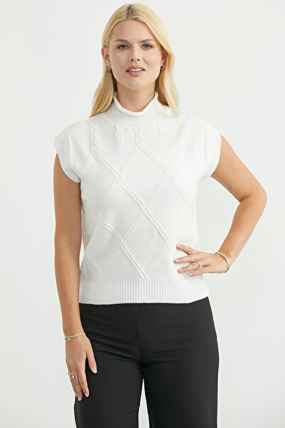 Sementa Mock Neck Sleeveless Knitwear Sweater - Bone