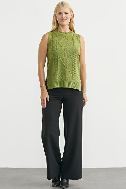 Sementa Ethnic Motif Sleeveless Knit Sweater - Green