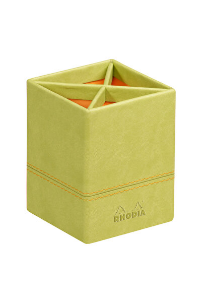 Rhodia Rhodiarama Pencil Holder Anise Writing instrument holder, 8x8x11 cm, leather, lime green,
