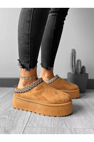 dehaine Women's fur clogs, MDB25, Camel