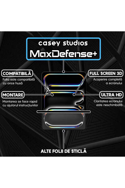 Casey Studios Folie iPad Pro 13 2024, Full Cover, Ultra HD, Anti Zgarieturi, Anti Socuri, Transparenta