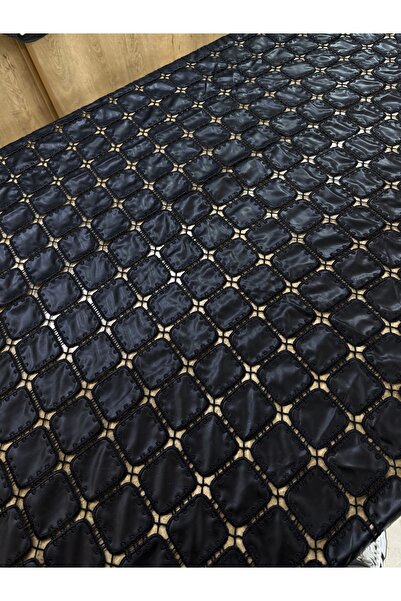 METERİAL Black Square Patterned Handcrafted Look Lace Fabric 135 cm – Stylish and Modern Evening Dress Fabric