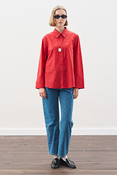 Manuka GENİŞ MANŞETLİ KLASİK GÖMLEK KIRMIZI