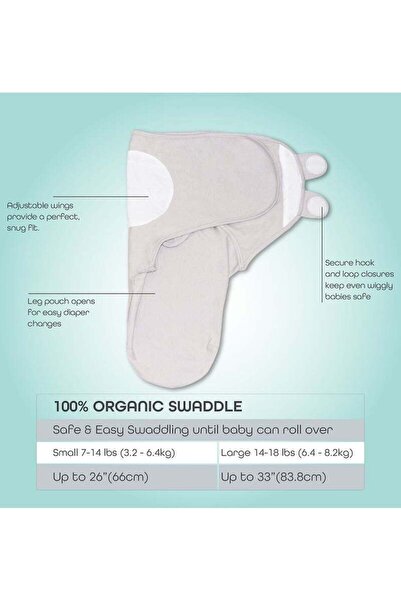 Moon Organic Cotton Baby Swaddler - Grey