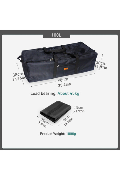 Choice حقيبة تخزين أدوات التخييم ويست تون بسعة 100 لتر قابلة للطي وصندوق ملحقات كبير وحقيبة سفر محمولة f