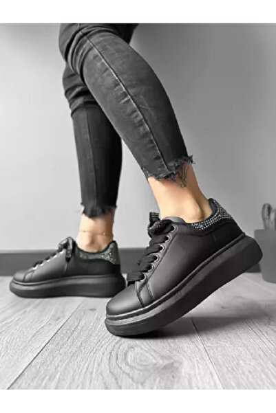 Casual Women's sneakers made of eco-leather, casual, WW085, Black