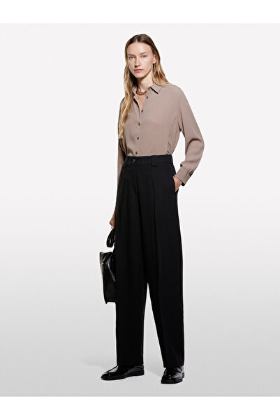 Sisley Women's Viscose Blended Pleated Stretch Palazzo Pants 325A4Kvxlf07C-Sis100