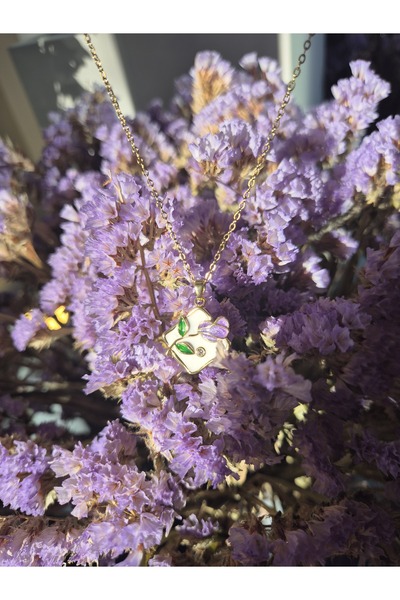 Selune by HIME Mor Lale Figürlü Şık Kadın Kolye Bohem Sanat Takı