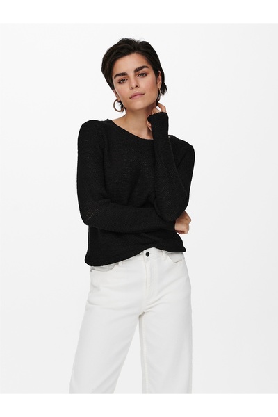 ONLY O Neck Regular Plain Black Sweater Women Onlgeena Xo L/S Pullover Knt Noos