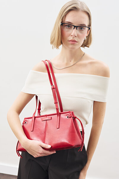 Manuka Bag with Striped Detail Burgundy