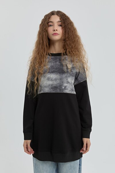 Nihan Taş Aksesuarlı Sweat Siyah