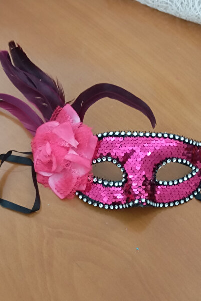 Nana & Mayka Moda Fuchsia Sequin Lace-Up Party Mask – Handmade, Carnival & Masquerade Accessory