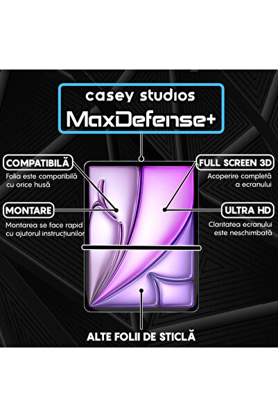 Casey Studios Folie iPad Air 13 2025, Full Cover, Ultra HD, Anti Zgarieturi, Anti Socuri, Transparenta