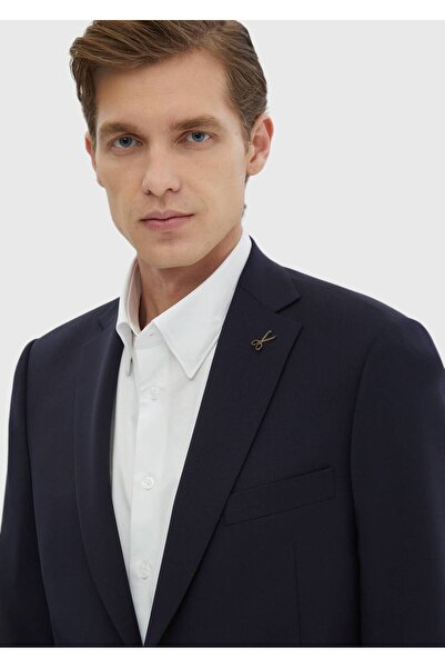 Ramsey Navy Blue Plain Regular Fit 100% Wool Suit