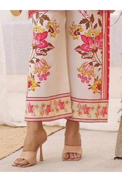 MYSMAR Off-White Raw Silk Printed Co-ord Set - AFK1025 | Off-White