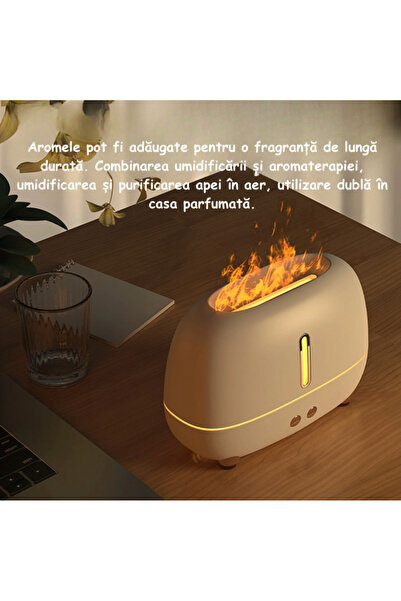 ambrasmart Ambrasmart Humidifier with Flame and Night Lights, Aroma Diffuser, Air Purifier, White