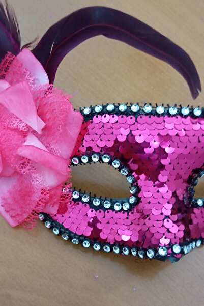 Nana & Mayka Moda Fuchsia Sequin Lace-Up Party Mask – Handmade, Carnival & Masquerade Accessory