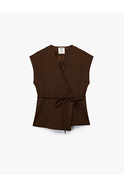 Koton X Melis Ağazat - Comfortable Fit Double-Breasted Vest with Tie Detail