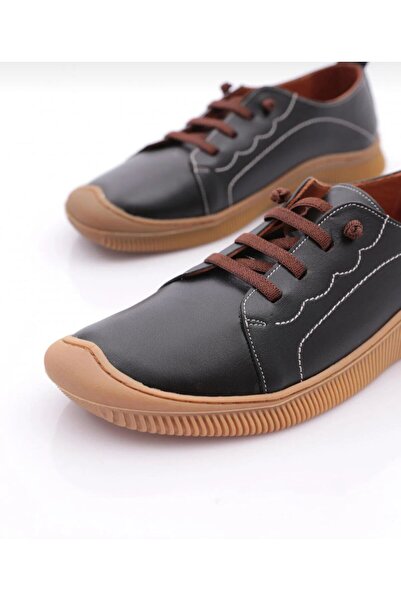 Sporline Brown Lace-Up Black Women's Shoes