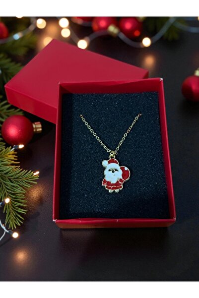 idetta Santa Claus Detailed Steel Necklace Christmas Concept Necklace with Gift Box