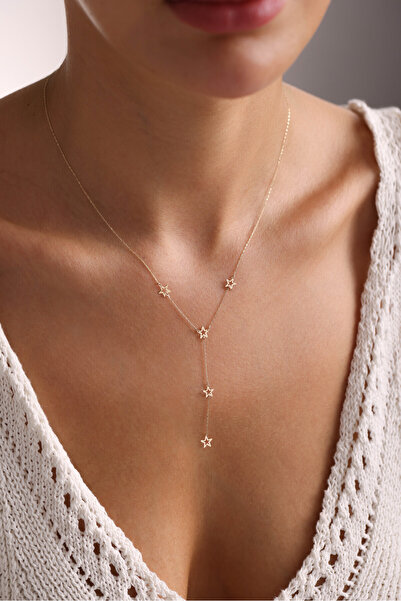Giza Jewelry 14 Ayar Yıldız Sallantılı Altın Kolye