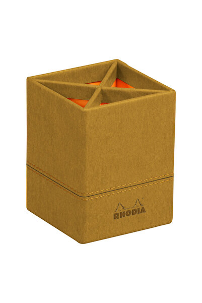Rhodia Rhodiarama Pencil Holder Gold Writing instrument holder, 8x8x11 cm, leather, gold,