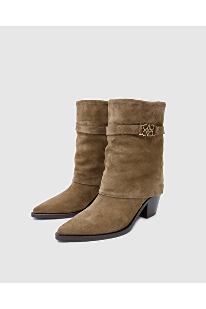 Cecia Mini Hakiki Deri Bot Biscuit Süet