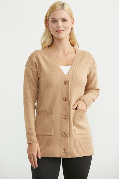 Sementa Oversized Pocket Knitwear Cardigan - Camel