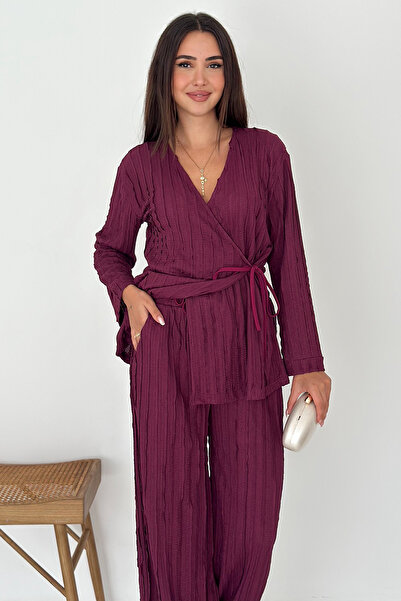 Noa Noa Women's Brown Tie-Up Suit – Sophisticated & Structured Style