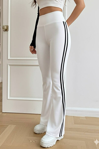 oshebu Women's Stretchy Fabric Shaping / Sculpting Leggings with Side Stripes Flared