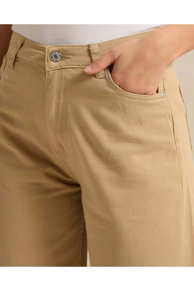 REDTAG Women Beige Twill Wide Leg Jeans