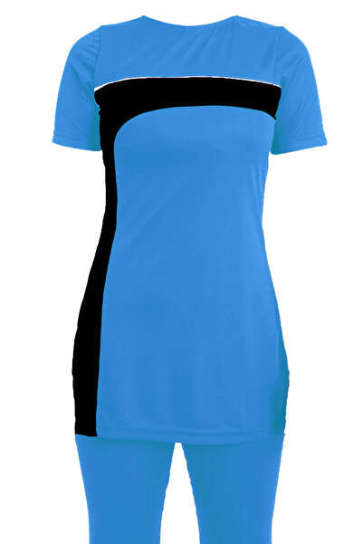 Haliç Mayo Jarse Short Sleeve Semi-Closed Swimsuit 7007 Blue