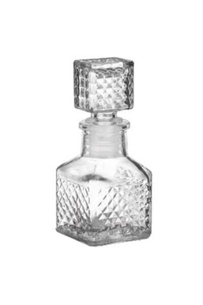 SHOPIENS Transparent Square Glass with Embossed Pattern for Liqueur 50 ml
