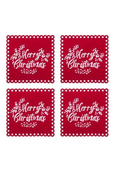 SHOPIENS Suporturi roșii de Crăciun cu mesaj 12 cm - 4 buc