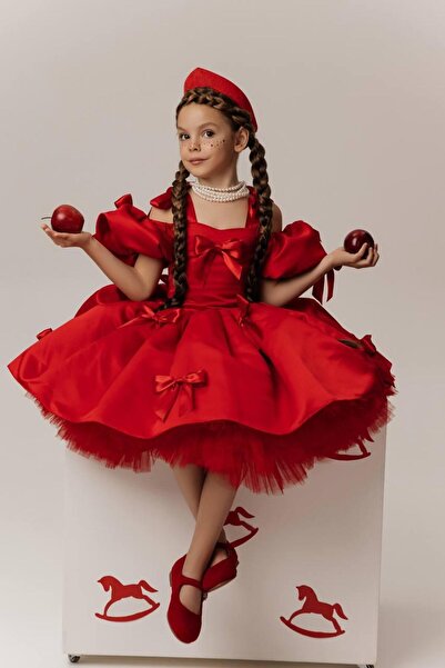 For Kids Baby Kız Çocuk Fiyonk Detaylı Kırmızı Elbise