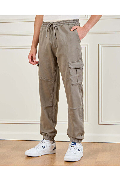 REDTAG Men Olive Knit Denim Cargo