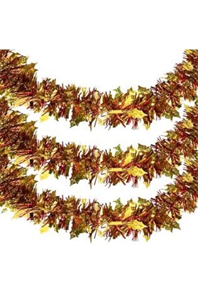 SHOPIENS Beteală de Crăciun Roșie Aurie 3 m x 8 cm